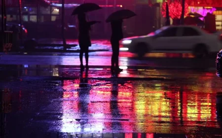  Silent rain over the city at night 